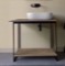 Console Sink Vanity With Ceramic Vessel Sink and Natural Brown Oak Shelf